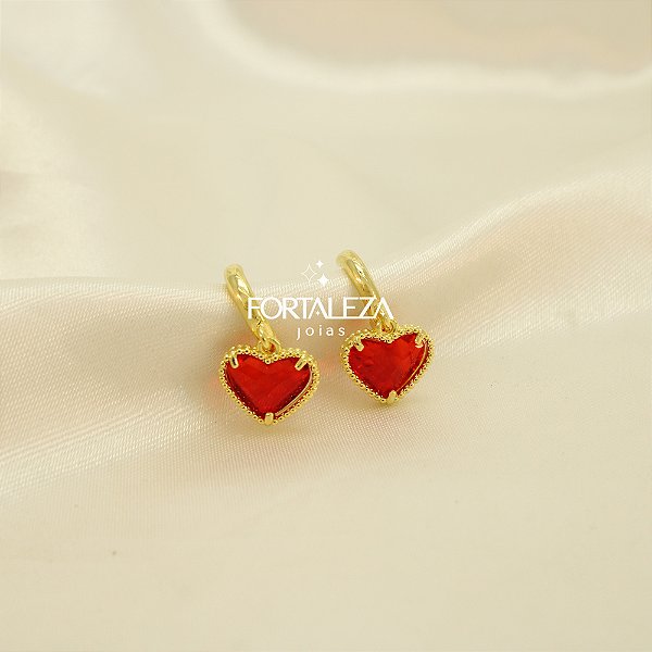 Brinco Argola de Coração Banhado a Ouro 18k