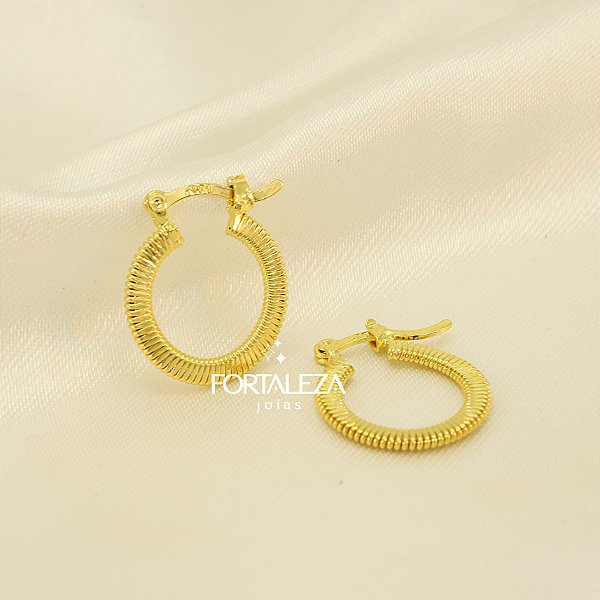 Brinco Argola Texturizado Banhado a Ouro 18k