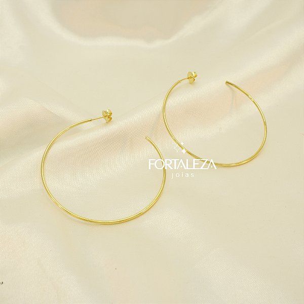 Brinco Argola de Aro Liso 5cm Banhado a Ouro 18k