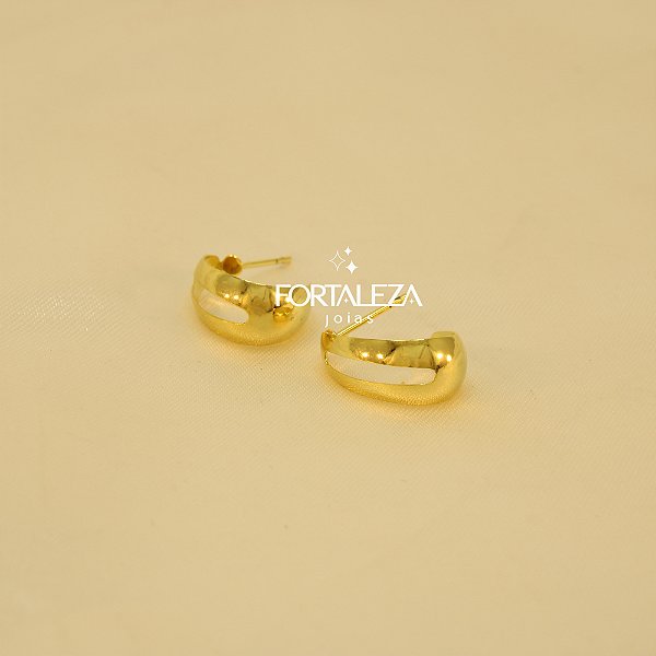 Brinco Argola com Detalhe Vazado Banhado a Ouro 18k