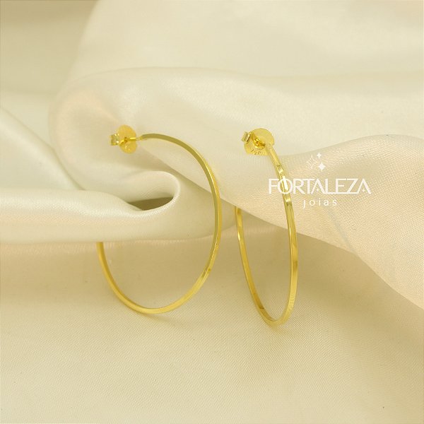 Brinco Argola de Aro Liso Banhado a Ouro 18k