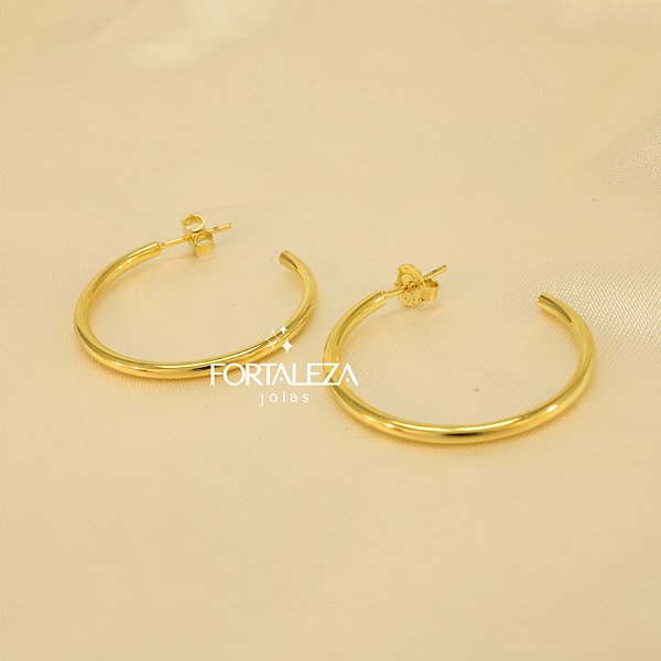 Brinco Argola de Aro Liso Banhado a Ouro 18k