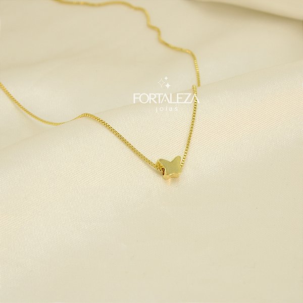 Gargantilha de Borboleta Banhado a Ouro 18k