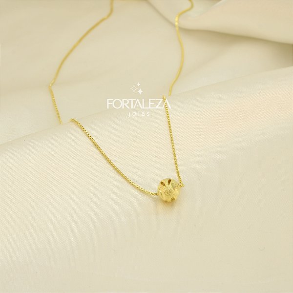 Gargantilha de Bolinha Granulada Banhado a Ouro 18k