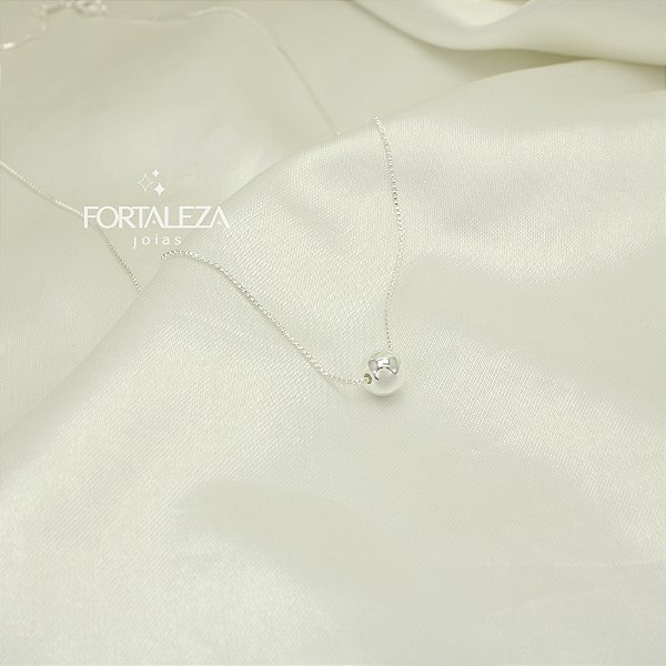 Gargantilha de Bolinha Polida Banhado a Prata 925