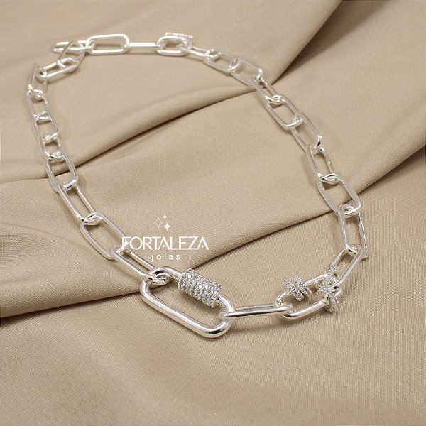 Choker de Elo Cartier com Zircônias Banhado a Prata 925