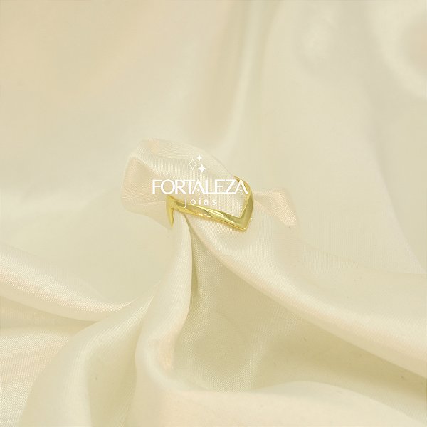 Anel em Formato de V Banhado a Ouro 18k