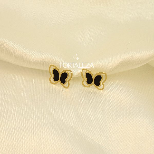 Brinco de Borboleta com Resina Banhado a Ouro 18k