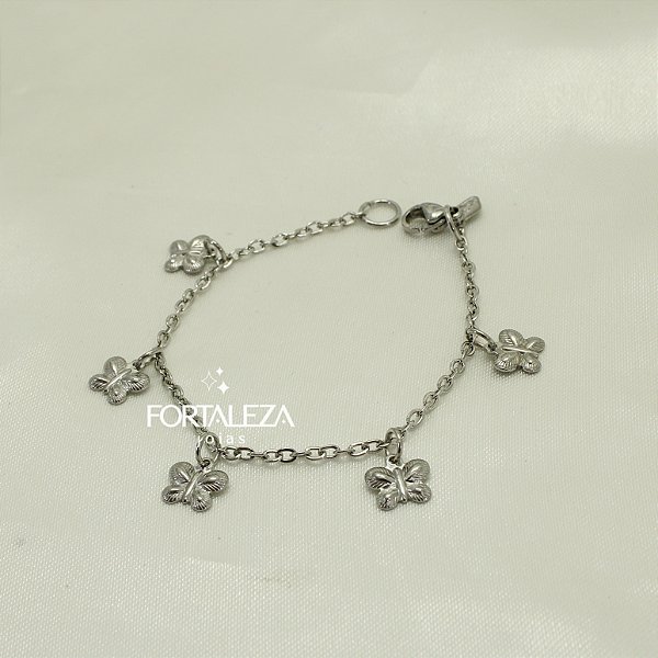 Pulseira de Borboleta em Aço Inox