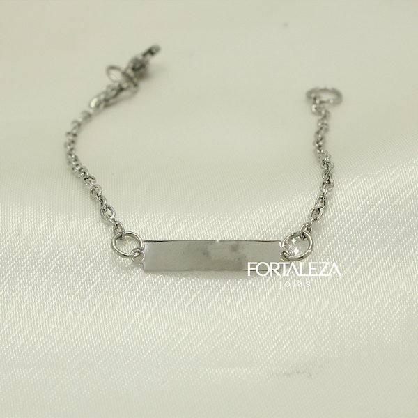 Pulseira com Plaquinha em Aço Inox