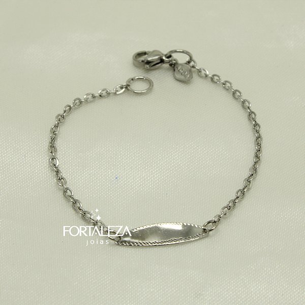 Pulseira com Plaquinha em Aço Inox