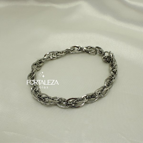 Pulseira de Elos Entrelaçados em Aço Inox