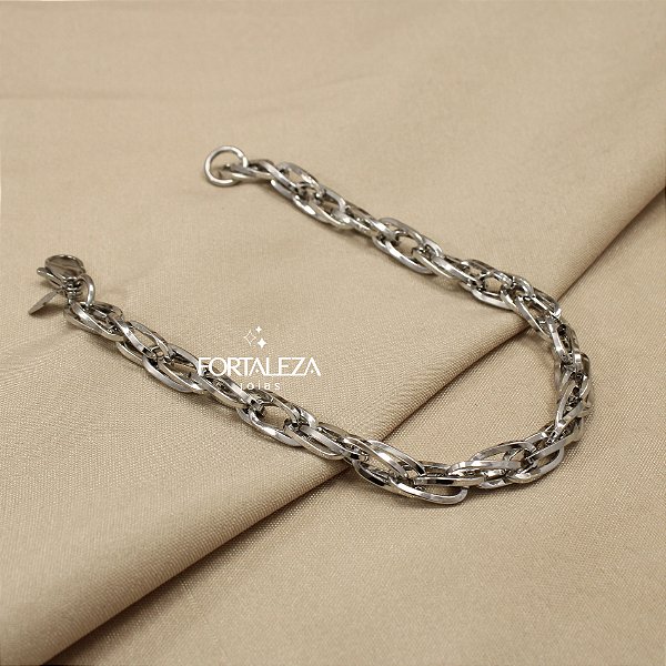 Pulseira Masculina de Elos Entrelaçados em Aço Inox