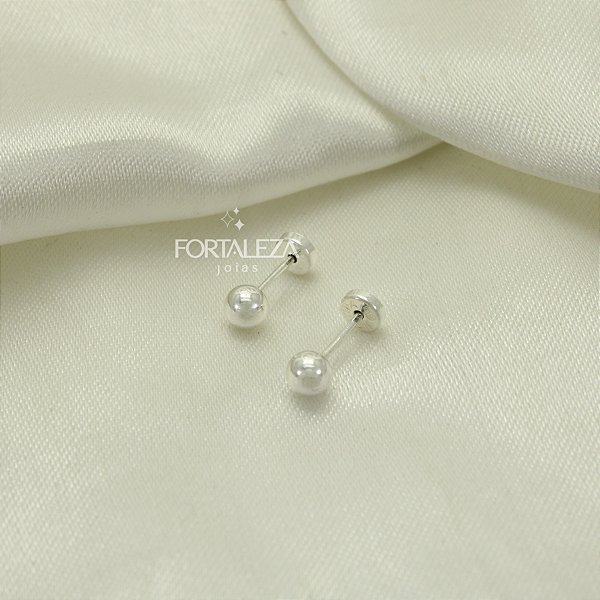 Brinco de Bolinha Polida Banhado a Prata