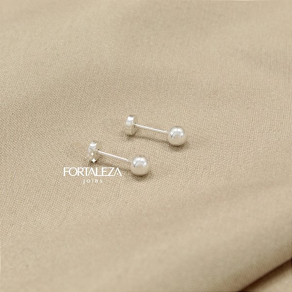 Brinco de Bolinha Polida 4mm Banhado a Prata