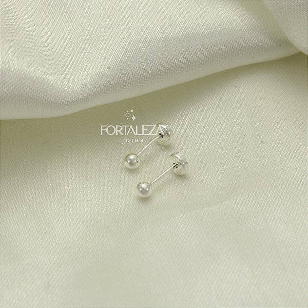 Brinco de Bolinha Polida 2mm Banhado a Prata