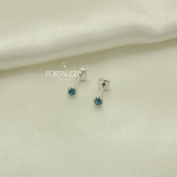 Brinco de Pressão com Zircônia Banhado a Prata