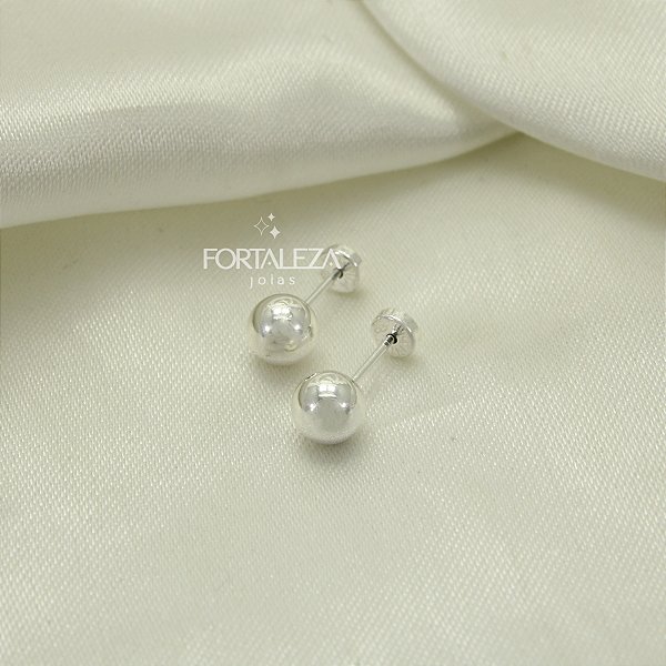Brinco de Bolinha Polida Banhado a Prata