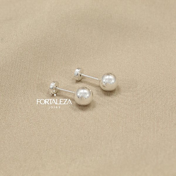Brinco de Bolinha Polida 5mm Banhado a Prata