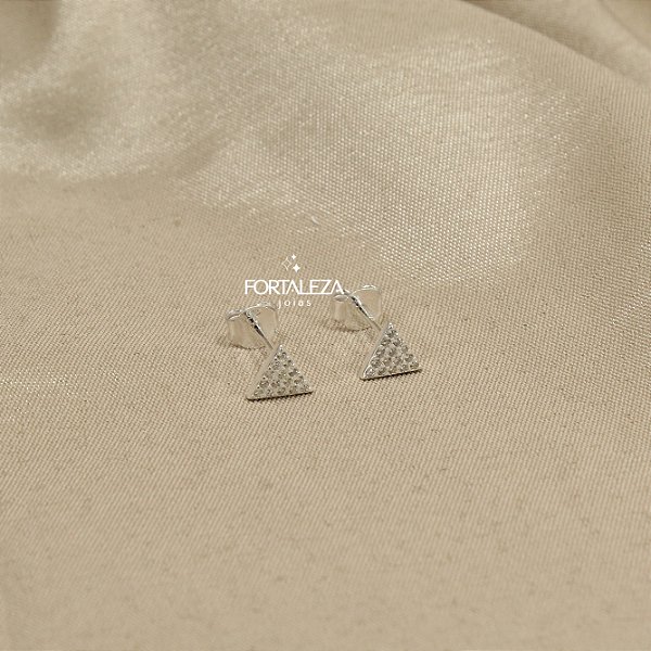 Brinco Triângulo Cravejado com Zircônia Cristal em Prata 925