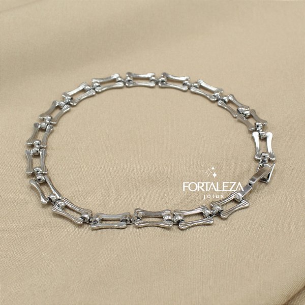 Pulseira Trabalhada Banhado a Ouro Branco