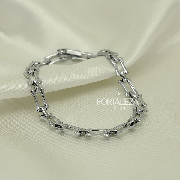 Pulseira Trabalhada Banhado a Ouro Branco