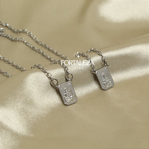 Escapulário Nossa Senhora do Carmo Corrente Portuguesa em Aço Inox