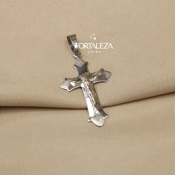 Pingente Jesus Cristo Crucificado 5cm em Aço Inox