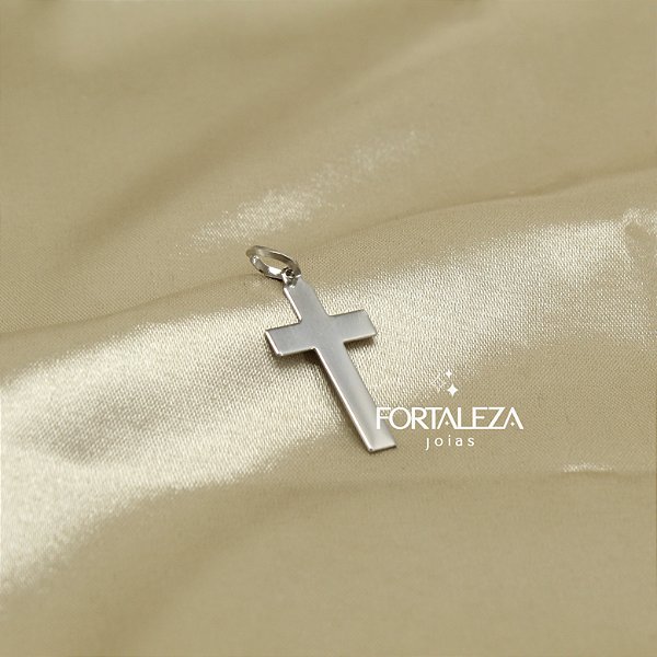 Pingente de Cruz 3cm Lisa em Aço Inox