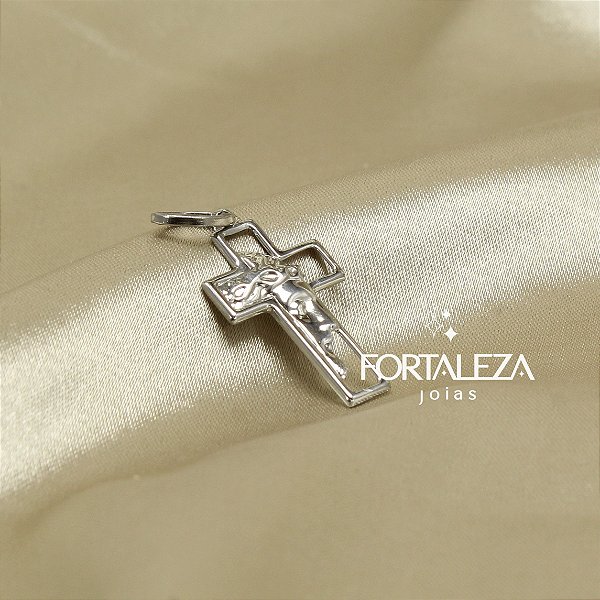 Pingente de Cruz com Face de Jesus Cristo em Aço Inox