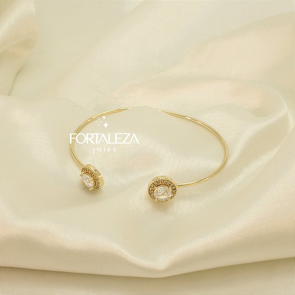 Bracelete com Detalhe Cravejado Banhado a Ouro 18k