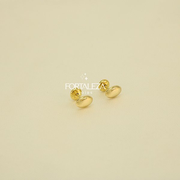 Brinco Oval Polido Banhado a Ouro 18k