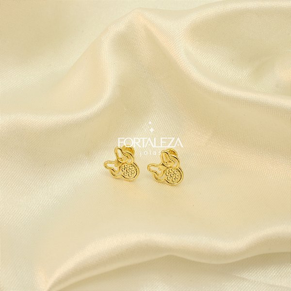Brinco Minnie Vazado Banhado a Ouro 18k