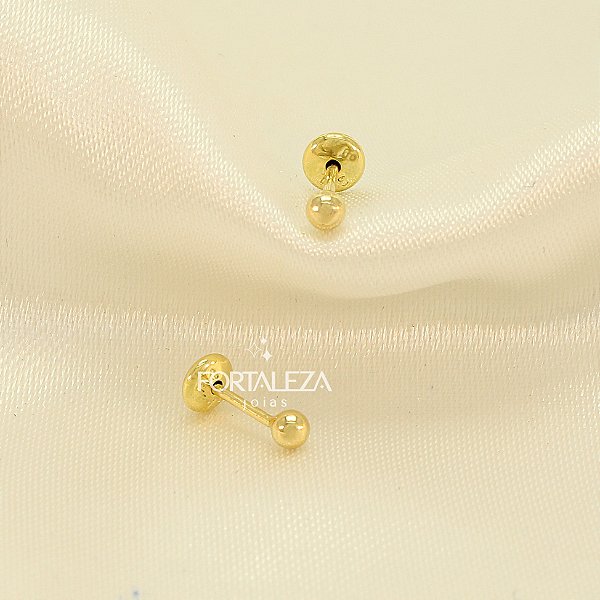 Brinco de Bolinha Polida Banhado a Ouro 18k