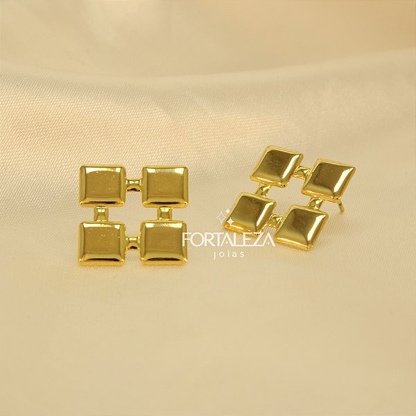 Brinco Geométrico Banhado a Ouro 18k