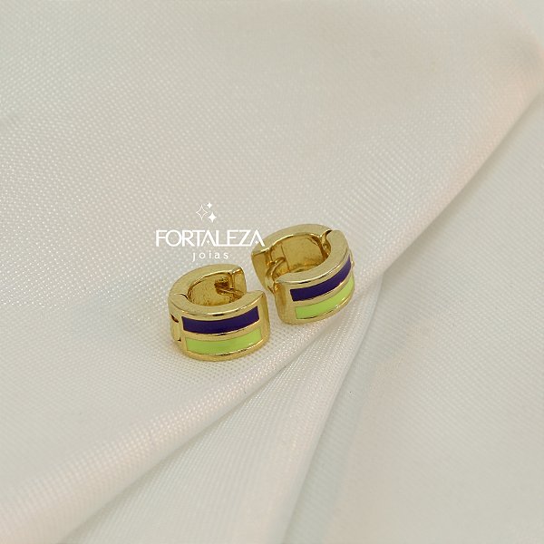 Brinco Argola Resinado Banhado a Ouro 18k