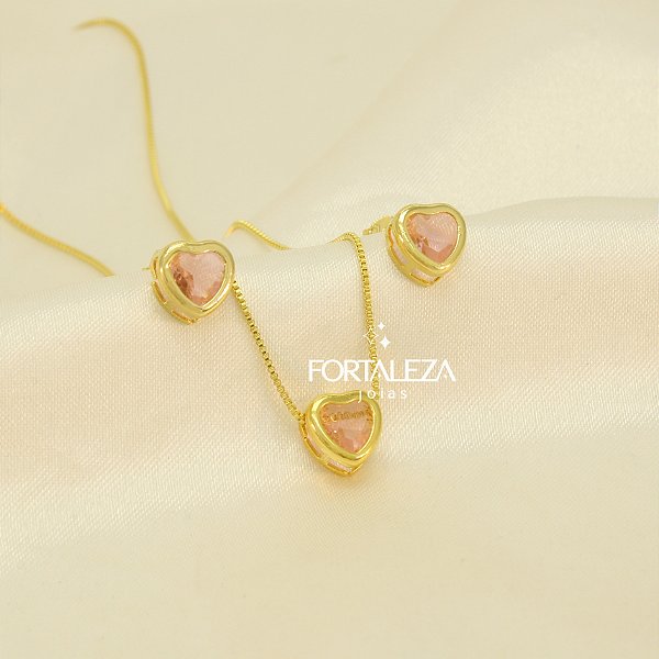 Conjunto de Ciração com Zircônia Banhado a Ouro 18k