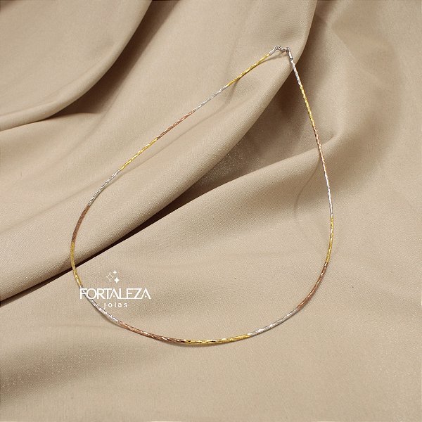 Choker de Aro Diamantado em Prata 925 Banhado a Ouro 18k