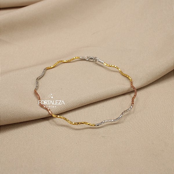 Pulseira Ondulada em Prata 925 Banhado a Ouro 18k