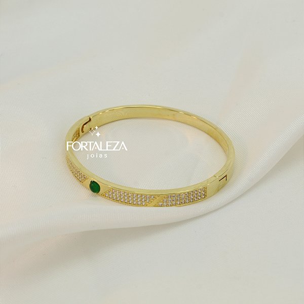 Bracelete Cravejado com Zircônia Cristal Banhado a Ouro 18k