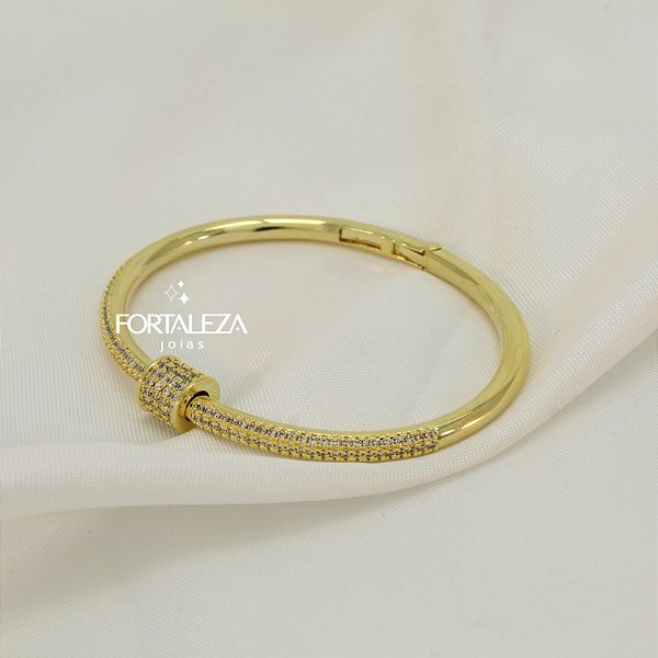 Bracelete Cravejado em Zircônia Banhado a Ouro 18k