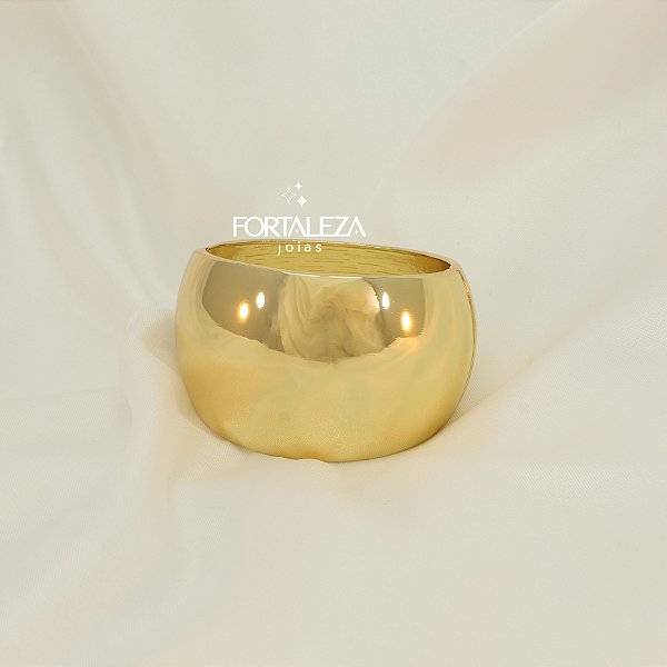 Bracelete Largo Polido Banhado a Ouro 18k