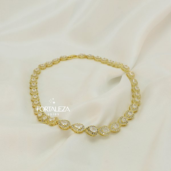 Gargantilha Riviera com Design de Gotas Banhado a Ouro 18k