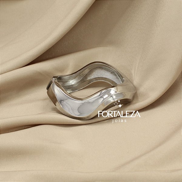 Bracelete Orgânico Banhado a Ródio Branco