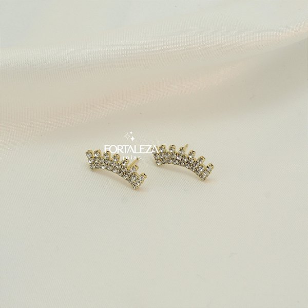 Brinco Ear Cuff Cravejado em Zircônia Banhado a Ouro 18k
