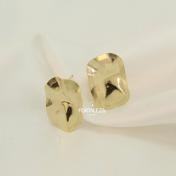 Brinco Orgânico com Bordas Granuladas Banhado a Ouro 18k