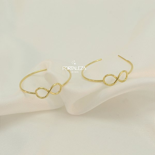 Brinco Argola Símbolo Infinito Banhado a Ouro 18k