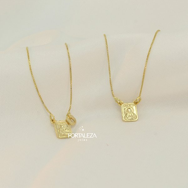 Escapulário Nossa Senhora do Carmo Banhado a Ouro 18k