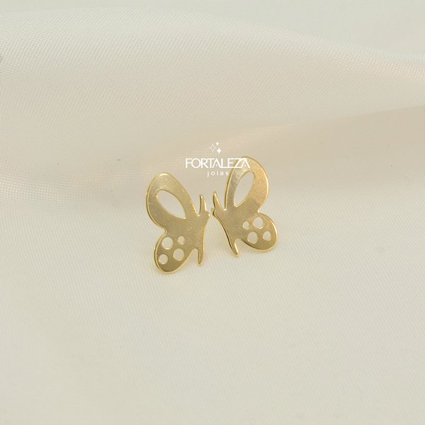 Brinco de Borboleta com Detalhes Vazados Banhado a Ouro 18k