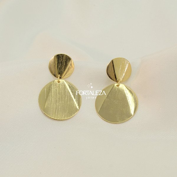 Brinco com Design Escovado Banhado a Ouro 18k